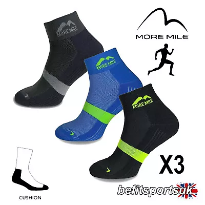 Running Socks Mens Blister Twin Skin More Mile Preventer Sports Ankle Gym Sock 3 • £9.90