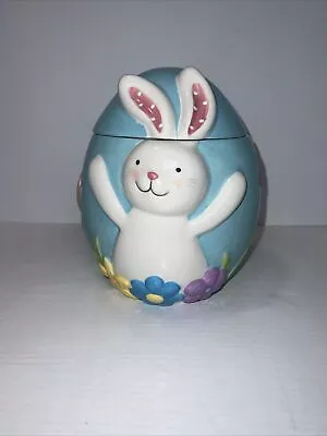 Blossoms & Blooms Easter Bunny Cookie Jar Approx 8  Tall Spring Pastels • $17