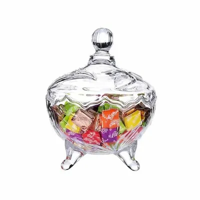 Crystal Glass  Sweets Jar Sugar Candy Serving Pot 12Cm • £7.99