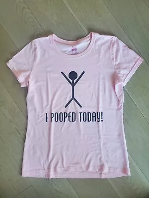 I Pooped Today T Shirt Proud Poopers Dirty Humor Stick Figure Pink Black Sz M • $4.99