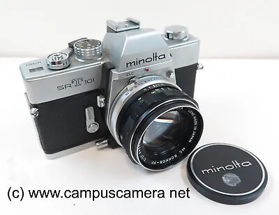 Minolta SR-T 101 35mm SLR Body W/Minolta Rokkor-PF 55mm F1.7 Prime Lens AS-IS • $24