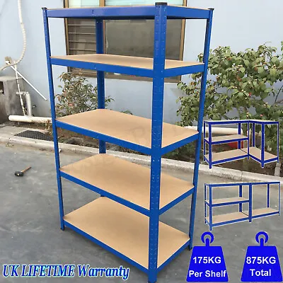 5 Tier Metal Shelving Unit Storage Racking Shelves Garage Warehouse - Deep Blue • £25.57