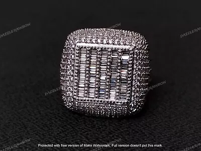 4Ct Lab Created Diamond 14KWhite Gold Plated Men's Engagement Mercedes Sign Ring • $160.19