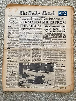Daily Sketch Newspaper 1944 December 27th Meuse Dinant ORIGINAL NEWSPAPER • £12