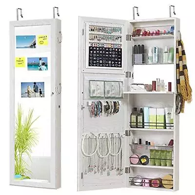  Jewelry Mirror Armoire Wall Mount Over The Door Cabinet Storage White • $175.92