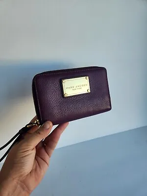 Marc Jacobs New York Purple Leather Zip Around Wallet Phone Case Retired Gold  • $42.98