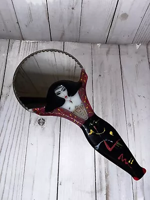 Handcrafted Art Glass Vanity Hand Held Mirror One Of A Kind Moon Goddess • $45