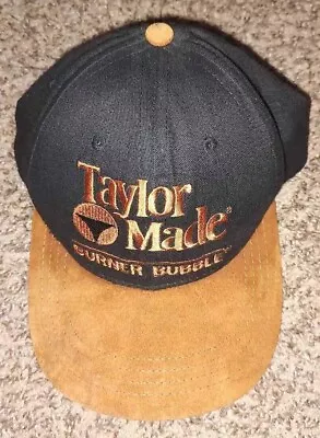 Vintage Taylor Made Burner Bubble Leather Strapback Suede Visor Black Brown Hat  • $199.99