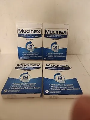 Lot Of 4 Boxes Mucinex 600mg  12hr Expectorant 20 Extnd-Rel Tabs EXP: 5/2025 • $23.50
