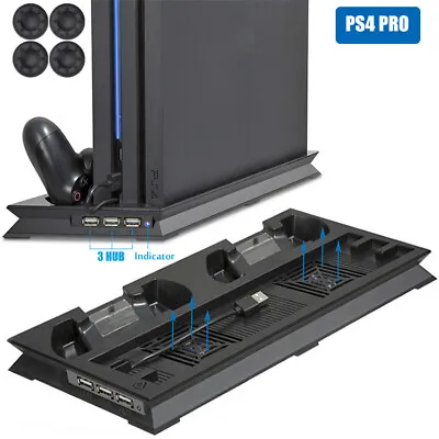 $30.29 • Buy For PS4 PRO Cooling Vertical Stand Charging Dock Station 2 Cooler Fan 3 HUB New