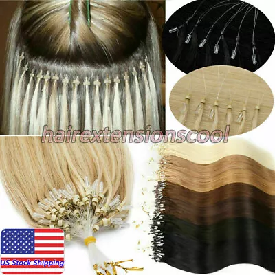 Micro Ring Loop Beads Link Hair Extensions Human Hair Real Remy Russian Hair US • $31