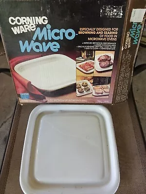 Corning Ware Microwave Browning Dish MW2 White With Box. 111/2  X 12  • $7.99