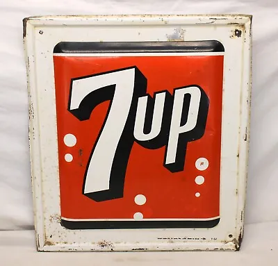 Rare 1962 7 UP SODA Embossed BUBBLE METAL SIGN Pop Advertising 17  X 19  7UP • $349