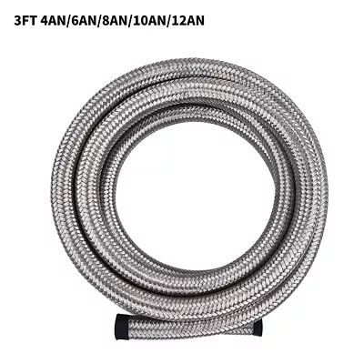 4AN/6AN/8AN/10AN/12AN Stainless Steel Braided CPE Fuel/Oil/Gas Hose Line Silver • $8.79