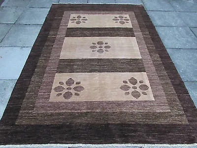 Hand Made Afghan Contemporary Gabbeh Wool Cream Brown Modern Rug 268x190cm • £745