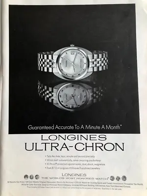 £4.84 • Buy Vintage 1968 Longines Ultra-Chron  Watch Original Color Ad