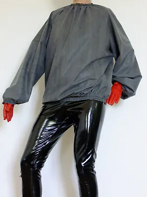 Black Rubber T Shirt Tee Top Long Sleeves Latex Mix Roleplay BDSM Mens Womens • £48