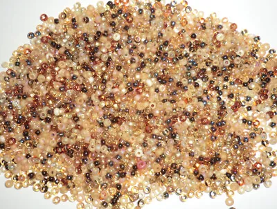  Vintage Mixed Glass Rocaille Seed Beads Tan Beige Warm Colors 30 Grams Unstrung • $5