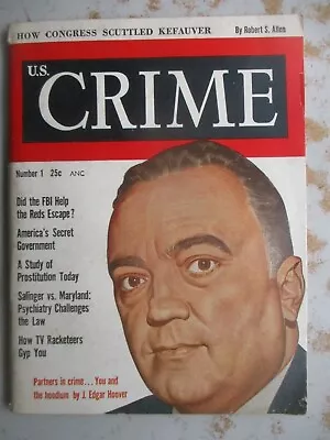 U.S. Crime Magazine - Vol. 1 No. 1 First Issue December 1951 J Edgar HOOVER • $10.99