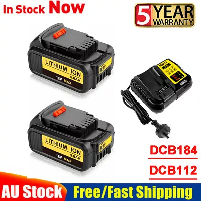 For Dewalt 18V Li-Ion XR Slide 5.0 Battery &Charger DCB184 DCB182-XE DCB206 LED • $31.49