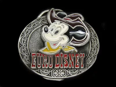 TJ13156 VINTAGE 1990s **EURO DISNEY (MICKEY MOUSE)** COMMEMORATIVE BELT BUCKLE • $45