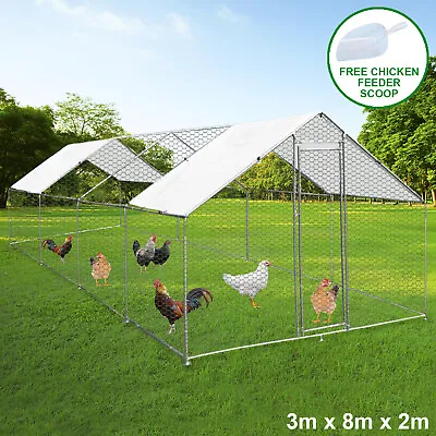 Chicken Run Walk In Coop Animal Pen Cage Enclosure Hen Dogs Rabbits 3m X 8m X 2m • £359.99