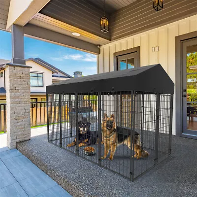 $199.91 • Buy XXL Metal Dog Cage Outdoor Playpen Rustproof Pet High Fence Kennel With Cover