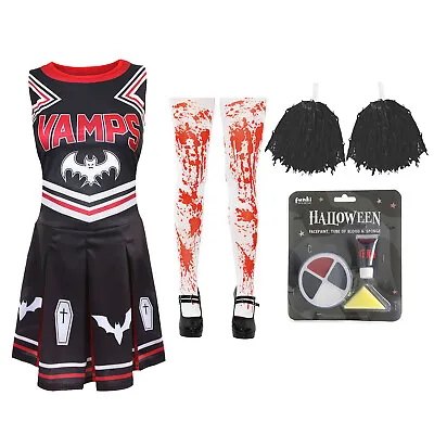Ladies Vampire Cheerleader Halloween Adult Costume & Accessories Fancy Dress • £15.39