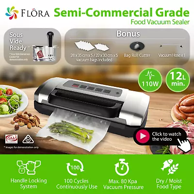 Flora Food Vacuum Sealer Saver Storage Machine Semi- Commercial Grade 110W 80Kp • $84.95