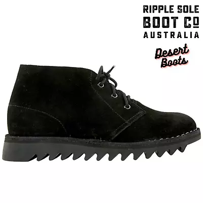 $159 • Buy Ripple Sole Men's Harley Suede Leather Desert Boots Chukka Shoes Lace Up - Black