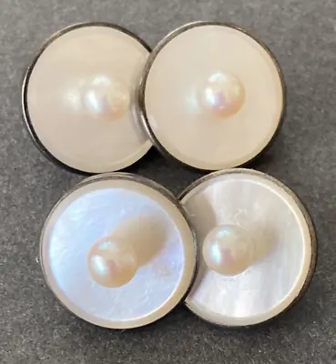 MIKIMOTO Sterling Silver Round White Pearl Cufflinks VINTAGE • $268