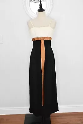 Vintage 1950's Silk Evening Gown Ivory Black And Gold. Carol Craig Designer • $45