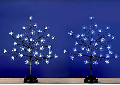 £12.99 • Buy 37cm LED Cherry Blossom Twig Tree Christmas Decoration  White & Blue Lights