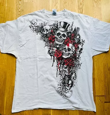 £9.99 • Buy Skull White Xxl T- Shirt Printed On The Front  From The Usa Tattoo Biker Style