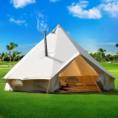 Canvas Bell Tent 4M 5-Season Glamping Hunting Camping Tent Yurt Stove Jack • $369.99