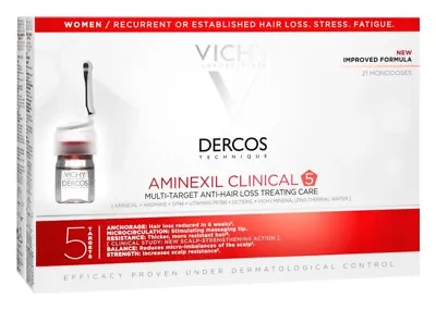 £95 • Buy 2 X Vichy Dercos Aminexil Clinical 5 Women Anti Hair Loss Serum 21x6ml - UK