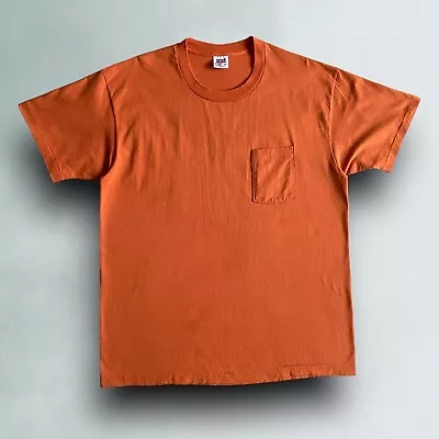 Vintage Anvil Blank T-Shirt Pocket Orange 90s Mens XL Single Stitch Made In USA • $12.77