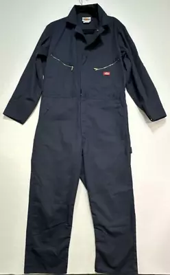 Dickies Mens Workman Coveralls Zip Up 44R Navy Blue Long Sleeve • $17.99