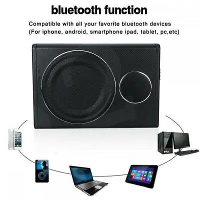 Slim Underseat Car Bass 8inch 800W 12V Subwoofer Sub Speaker Amplifier Bluetooth • £71.69