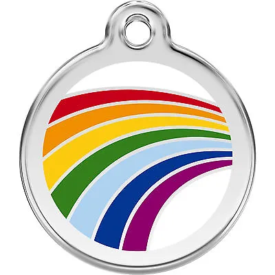 DOG TAGS Red Dingo RAINBOW Engraved Personalised Cat ID Identity Discs (1RA) • £11.49