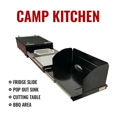 $699 • Buy New Aluminuim 4x4 Camp Caravan Kitchen Slide Fridge Sink Prep Bench+ BBQ Area