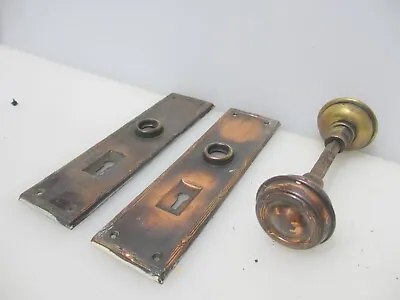 £36 • Buy Vintage Brass Door Knobs Handles Plates Old Art Deco Copper Plated Antique