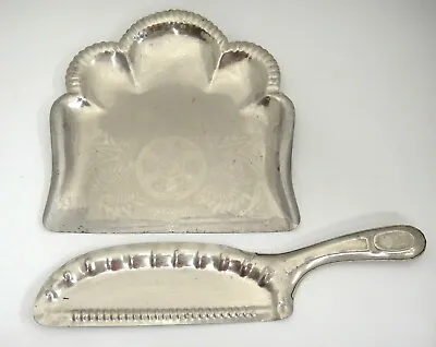 Vintage Aluminum Crumb Tray Catcher And Scraper 2 Piece Set Scalloped Crimped • $19.99