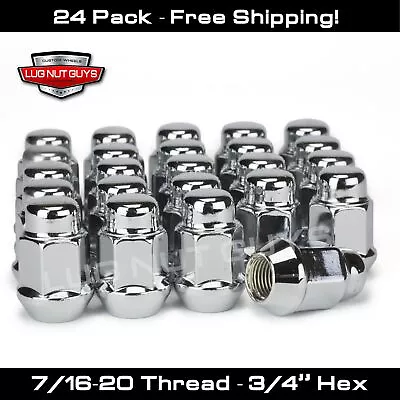 24 Lug Nuts Bulge Acorn 7/16 Chrome Fits Chevrolet GMC K5 K10 • $20.99