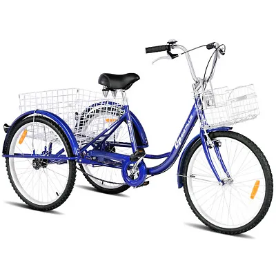 $299.49 • Buy 24  Single Speed 3-wheel Bicycle Adult Tricycle Adjustable Height W/ Bell Navy