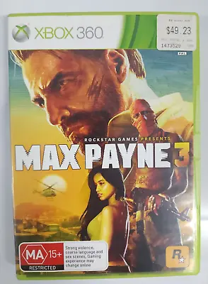 Xbox 360 - Max Payne 3 - Rated MA15+ - PAL - Rockstar Games - VGC - Manual Incl • $15