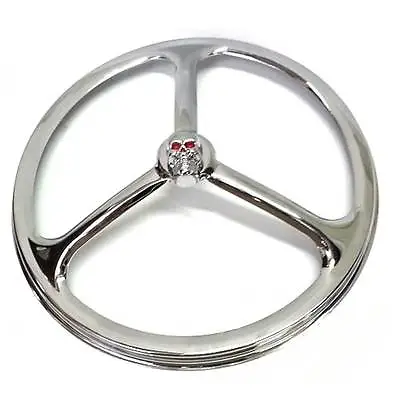 Chrome Tri Bar W Metal Skull 7  Headlight Ring Cover For Motorcycle Head Light • $14.95