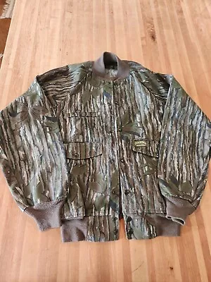 VTG Spartan Realtree Green Camo Bomber Jacket Slim Fit Size M USA Killer Fade • $24.99