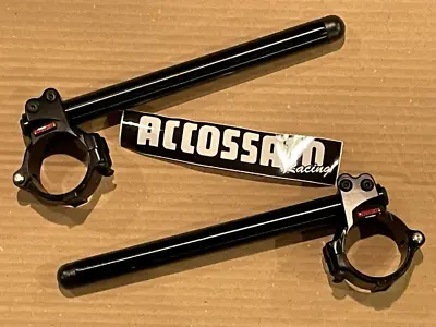 ACCOSSATO CLIP ON HANDLE BARS   50mm  BLACK Hinge Type  Motorcycle Clipon • $113.57