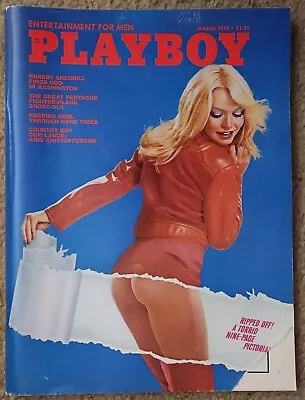 Playboy March 1975 Margot Kidder  Billie Jean King W/Centerfold - Cover Torn • $8.95